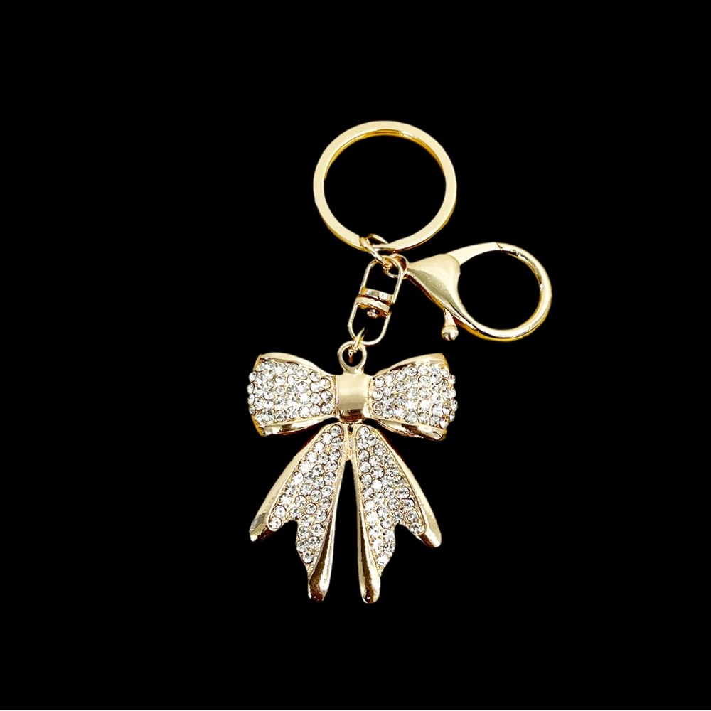 Glamorous Rhinestone Bow Keychain | Elegant Bling Accessory